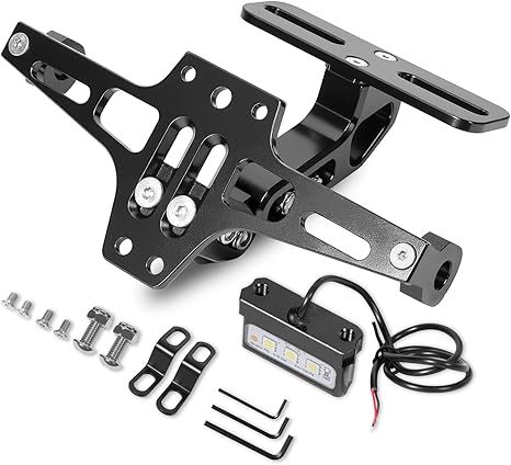 Universal CNC Aluminum Motorcycle License Plate Bracket with LED Light