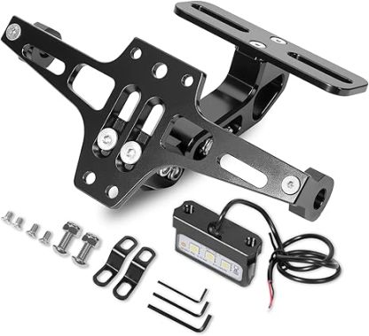 Universal CNC Aluminum Motorcycle License Plate Bracket with LED Light