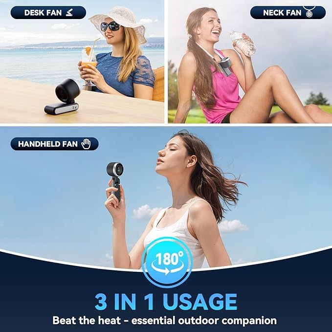 Portable Handheld Turbo Fan,5 Gear Wind, Battery Operated,3 IN 1 Hand Fan for Travel/Camping/Outdoor (Ideal Gift for Women & Men)