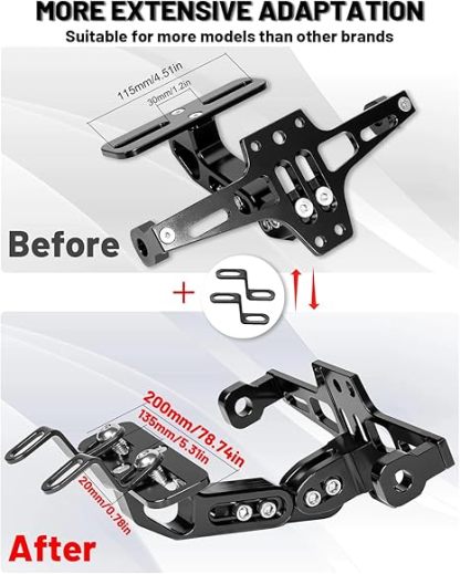 Universal CNC Aluminum Motorcycle License Plate Bracket with LED Light