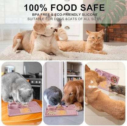 Lick Mat for Dogs, Slow Feeder Licking Mat with Suction Cups for Food and Water, Silicone Feeding Mat Perfect for Anxiety Relief Suitable for Butter Food Yogurt Peanut