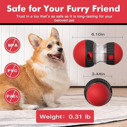 Dog Puzzle Toy for Anxiety Relief - Adjustable Treat Dispensing Ball with Slow Feeder Design, Tough Bite-Resistant Interactive Chase Toy, Enrichment Training Games for Small/Medium/Large Dogs