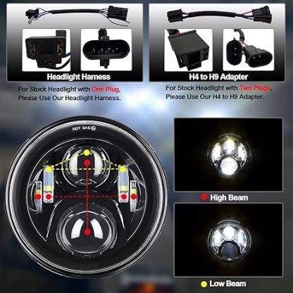 7" LED Headlight & 4.5" Fog Lights DOT Kit for Harley Davidson