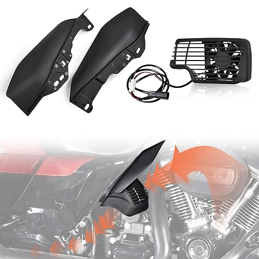 CoolFlow Fan for Harley Davidson Touring Models，Oil Cooler Fan with Heat Shield for Harley Touring CVO Road Glide Limited Tri Glide CVO Ultra Limited Electra Glide Ultra Classic 2017-2024