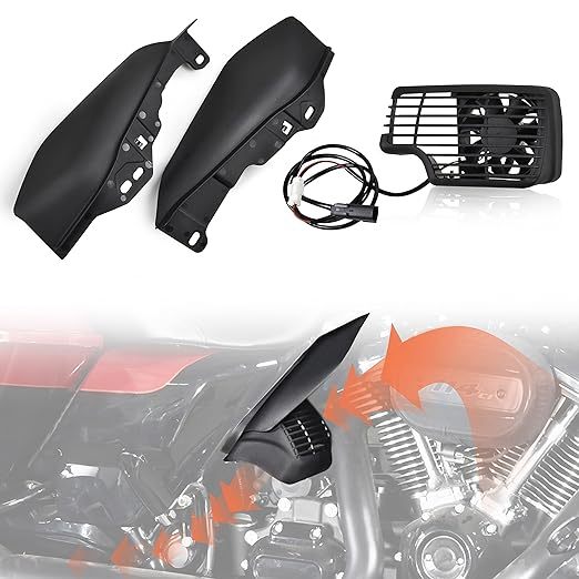 CoolFlow Fan for Harley Davidson Touring Models，Oil Cooler Fan with Heat Shield for Harley Touring CVO Road Glide Limited Tri Glide CVO Ultra Limited Electra Glide Ultra Classic 2017-2024