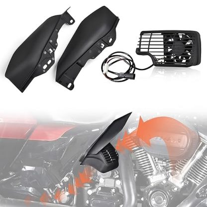 CoolFlow Fan for Harley Davidson Touring Models，Oil Cooler Fan with Heat Shield for Harley Touring CVO Road Glide Limited Tri Glide CVO Ultra Limited Electra Glide Ultra Classic 2017-2024