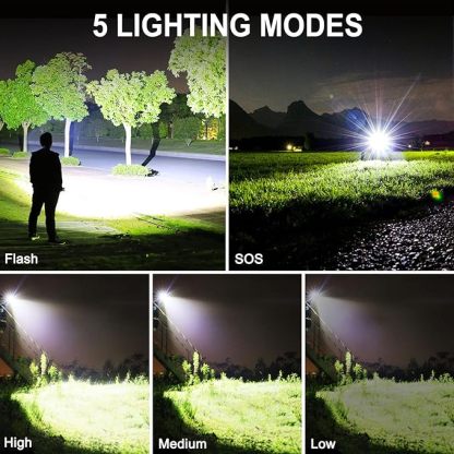 Rechargeable LED Flashlight, High Lumens XHP90.2 Super Bright Tactical Flashlights with Zoomable 10 Modes Waterproof Flash Light for Camping Emergencies Outdoor Indoor