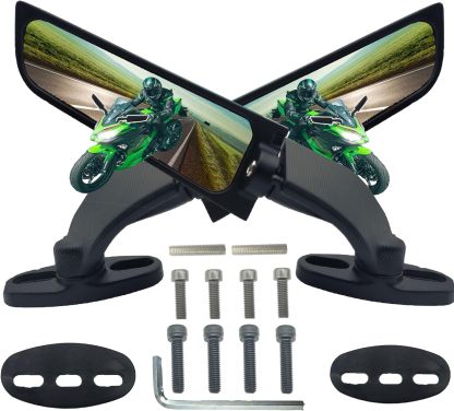 Universal Motorcycle Wing Mirrors - Convex Glass Rearview Set