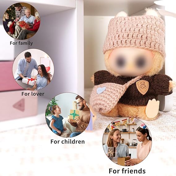 Clothes for Doll (NO Doll) , Handcrafted Crochet 3-Piece Set for 17cm Doll, Premium Outfit with Accessories for , Stylish Clothes for Doll