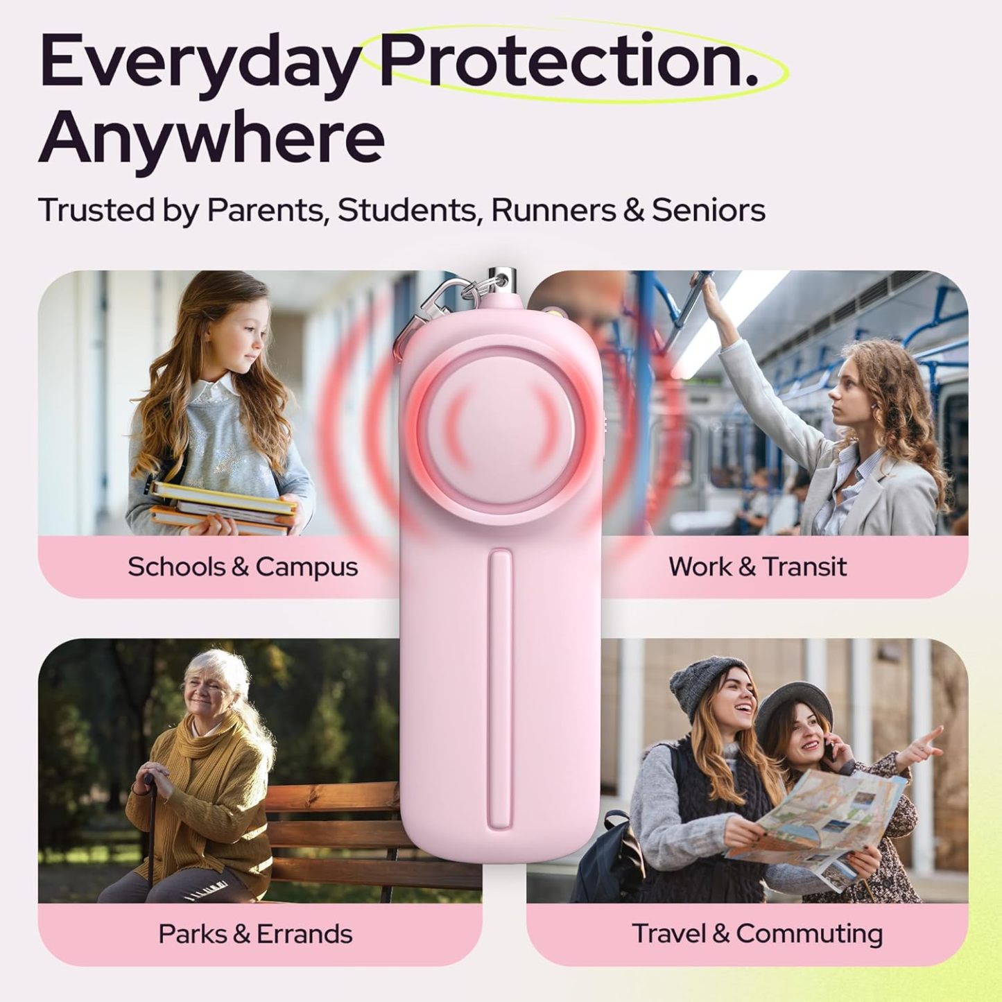 Personal Safety Alarm Keychain – 130dB Siren with LED Light,Women Self Defense