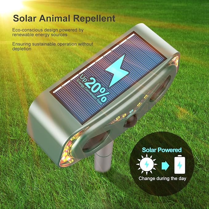 2 Pack Solar Ultrasonic Animal Repellent Outdoor
