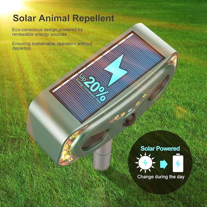 2 Pack Solar Ultrasonic Animal Repellent Outdoor