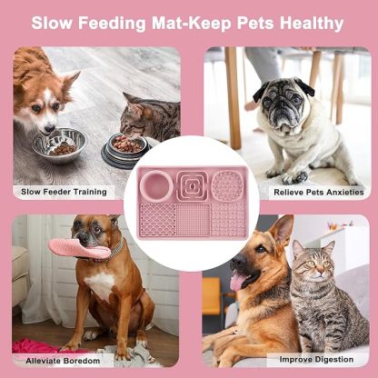 Lick Mat for Dogs, Slow Feeder Licking Mat with Suction Cups for Food and Water, Silicone Feeding Mat Perfect for Anxiety Relief Suitable for Butter Food Yogurt Peanut