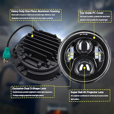 7" LED Headlight & 4.5" Fog Lights DOT Kit for Harley Davidson