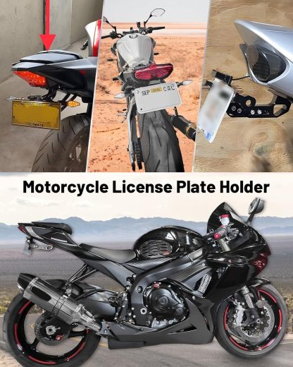 Universal CNC Aluminum Motorcycle License Plate Bracket with LED Light