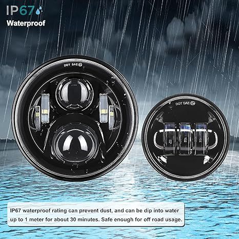 7" LED Headlight & 4.5" Fog Lights DOT Kit for Harley Davidson