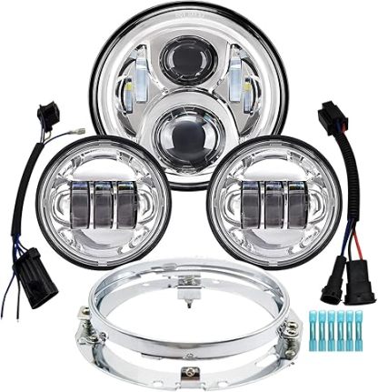 7" LED Headlight & 4.5" Fog Lights DOT Kit for Harley Davidson