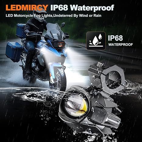 Motorcycle Auxiliary LED Lights - IP68 Waterproof Fog & Driving Light Kit