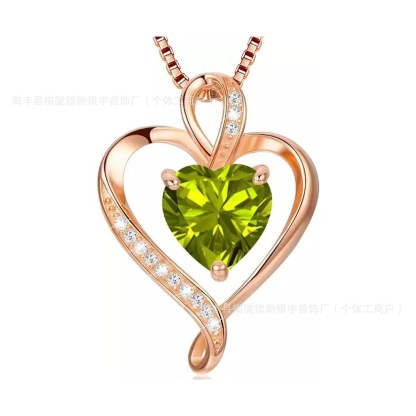 Heart Birthstone Necklace for Women Fine Jewelry 925 Sterling Silver Heart Necklace Dainty Pendant Anniversary Birthday Christmas Gifts for Her Girlfriend Wife Mom Lady Daughter Chain