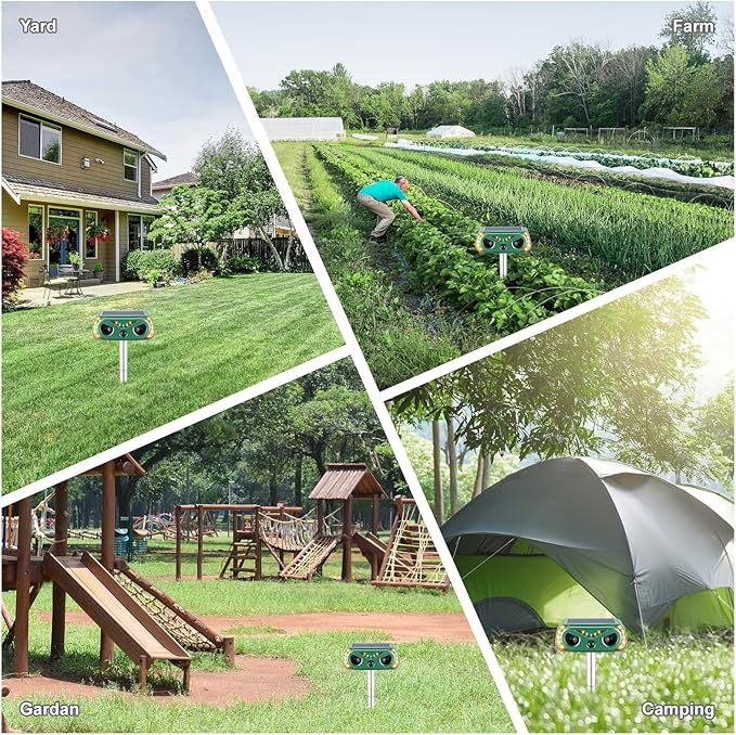 2 Pack Solar Ultrasonic Animal Repellent Outdoor