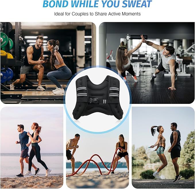 Weight Vest for Men Women, Body Weight Vests Adjustable with Reflective Stripe for Strength Training, Running, Training Workout, Jogging, Walking