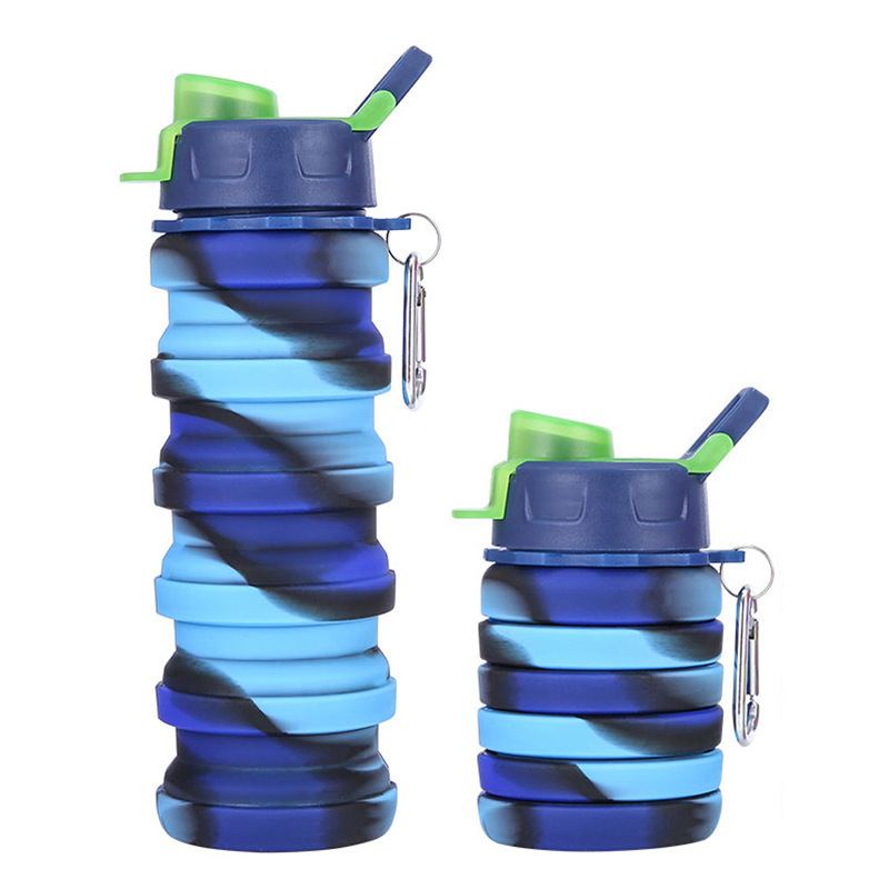Silicone Collapsible Water Bottles, 16oz 500ml Portable Foldable Expandable Water Bottle Sports Cups, Leak Proof Reusable BPA Free, for Outdoor Activities Travel