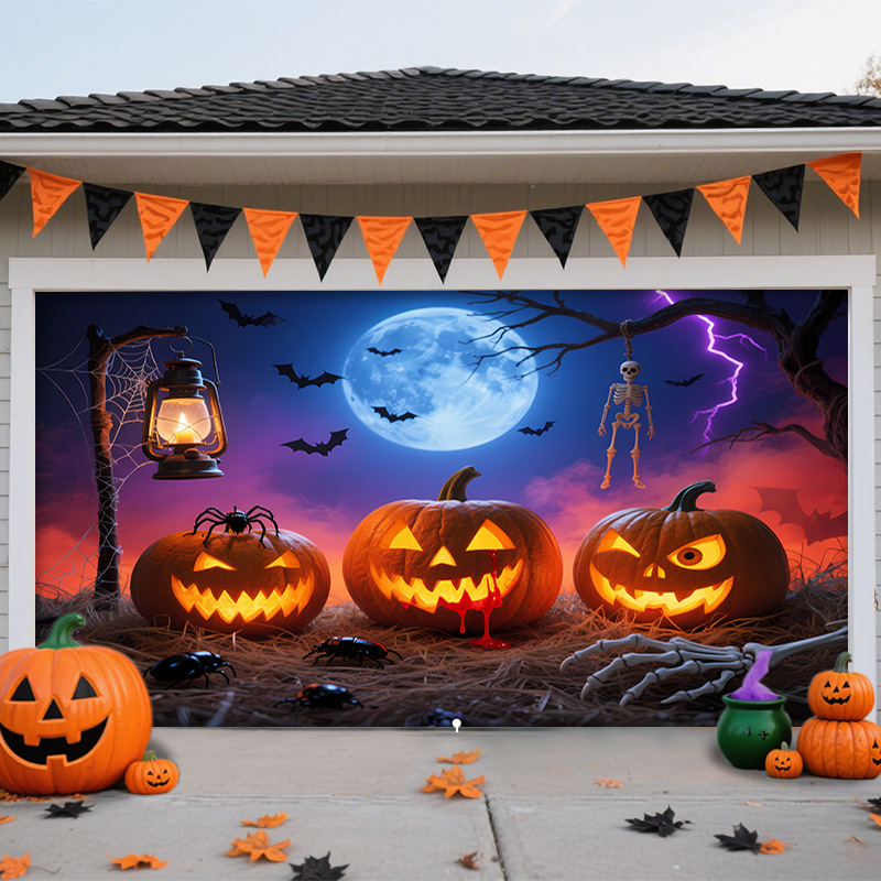 7 x 16 ft Halloween Garage Door Cover Decoration Evil Circus Garage Door Banner Clown Halloween Backdrop Carnival Creepy Clown Backdrop Evil Circus Background for Birthday Photography Party