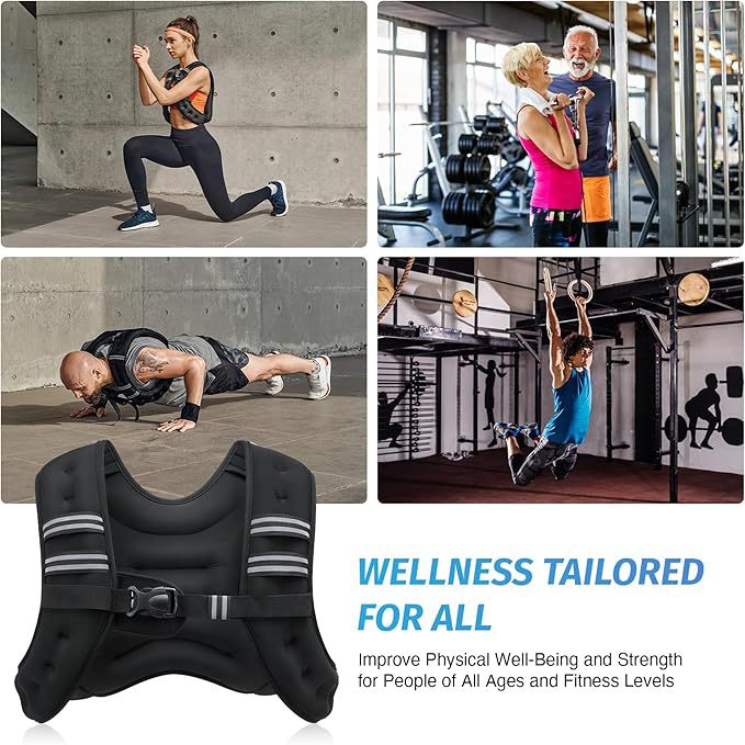 Weight Vest for Men Women, Body Weight Vests Adjustable with Reflective Stripe for Strength Training, Running, Training Workout, Jogging, Walking