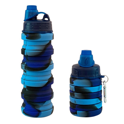 Silicone Collapsible Water Bottles, 16oz 500ml Portable Foldable Expandable Water Bottle Sports Cups, Leak Proof Reusable BPA Free, for Outdoor Activities Travel