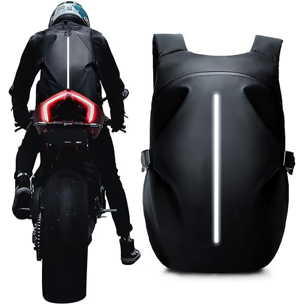 Motorcycle Backpack with Helmet Carry - Water Resistant & Reflective