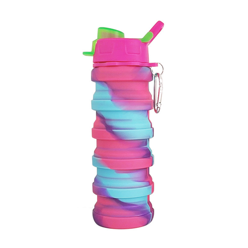 Silicone Collapsible Water Bottles, 16oz 500ml Portable Foldable Expandable Water Bottle Sports Cups, Leak Proof Reusable BPA Free, for Outdoor Activities Travel
