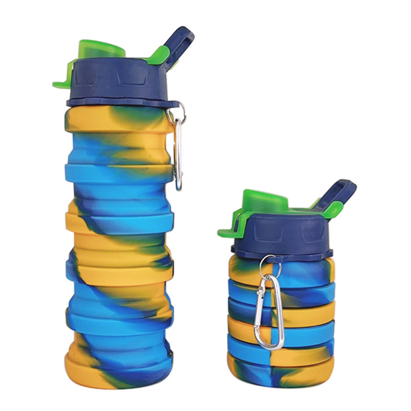 Silicone Collapsible Water Bottles, 16oz 500ml Portable Foldable Expandable Water Bottle Sports Cups, Leak Proof Reusable BPA Free, for Outdoor Activities Travel