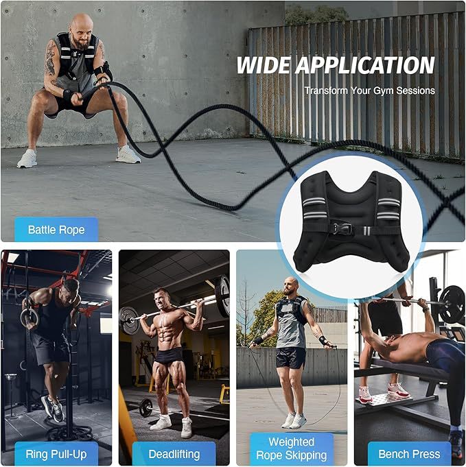 Weight Vest for Men Women, Body Weight Vests Adjustable with Reflective Stripe for Strength Training, Running, Training Workout, Jogging, Walking