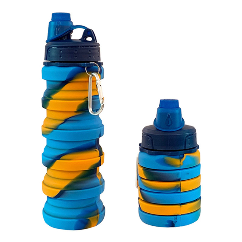 Silicone Collapsible Water Bottles, 16oz 500ml Portable Foldable Expandable Water Bottle Sports Cups, Leak Proof Reusable BPA Free, for Outdoor Activities Travel