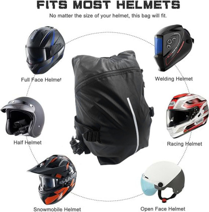 Motorcycle Backpack with Helmet Carry - Water Resistant & Reflective