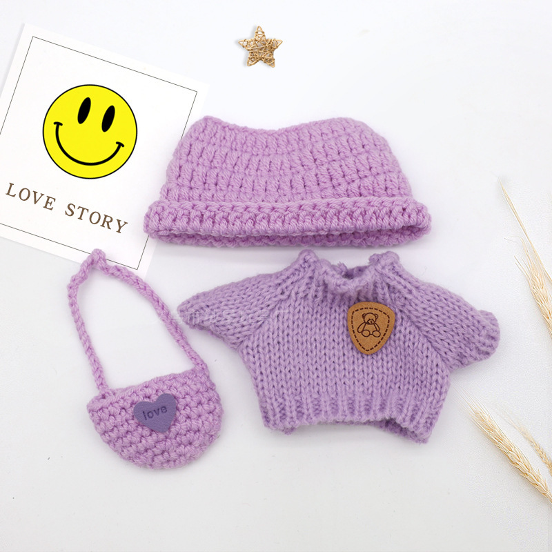 Clothes for Doll (NO Doll) , Handcrafted Crochet 3-Piece Set for 17cm Doll, Premium Outfit with Accessories for , Stylish Clothes for Doll