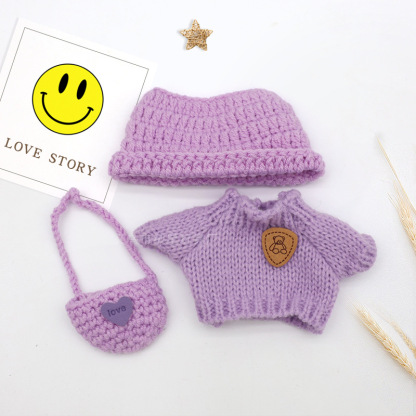 Clothes for Doll (NO Doll) , Handcrafted Crochet 3-Piece Set for 17cm Doll, Premium Outfit with Accessories for , Stylish Clothes for Doll