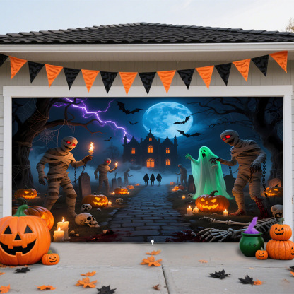 7 x 16 ft Halloween Garage Door Cover Decoration Evil Circus Garage Door Banner Clown Halloween Backdrop Carnival Creepy Clown Backdrop Evil Circus Background for Birthday Photography Party