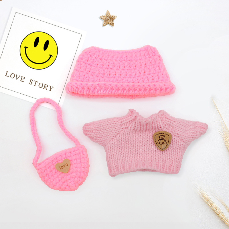 Clothes for Doll (NO Doll) , Handcrafted Crochet 3-Piece Set for 17cm Doll, Premium Outfit with Accessories for , Stylish Clothes for Doll