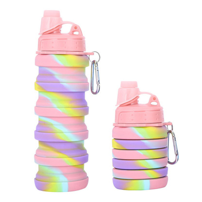 Silicone Collapsible Water Bottles, 16oz 500ml Portable Foldable Expandable Water Bottle Sports Cups, Leak Proof Reusable BPA Free, for Outdoor Activities Travel