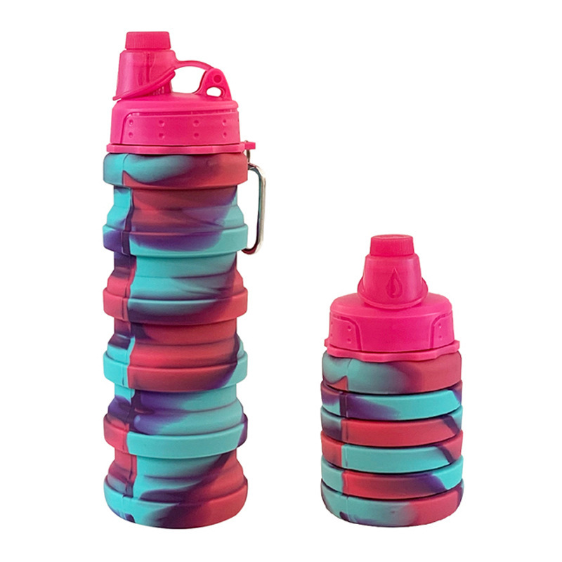 Silicone Collapsible Water Bottles, 16oz 500ml Portable Foldable Expandable Water Bottle Sports Cups, Leak Proof Reusable BPA Free, for Outdoor Activities Travel