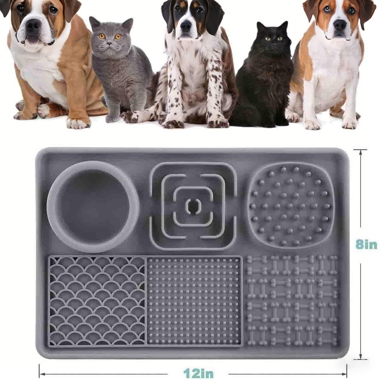 Lick Mat for Dogs, Slow Feeder Licking Mat with Suction Cups for Food and Water, Silicone Feeding Mat Perfect for Anxiety Relief Suitable for Butter Food Yogurt Peanut