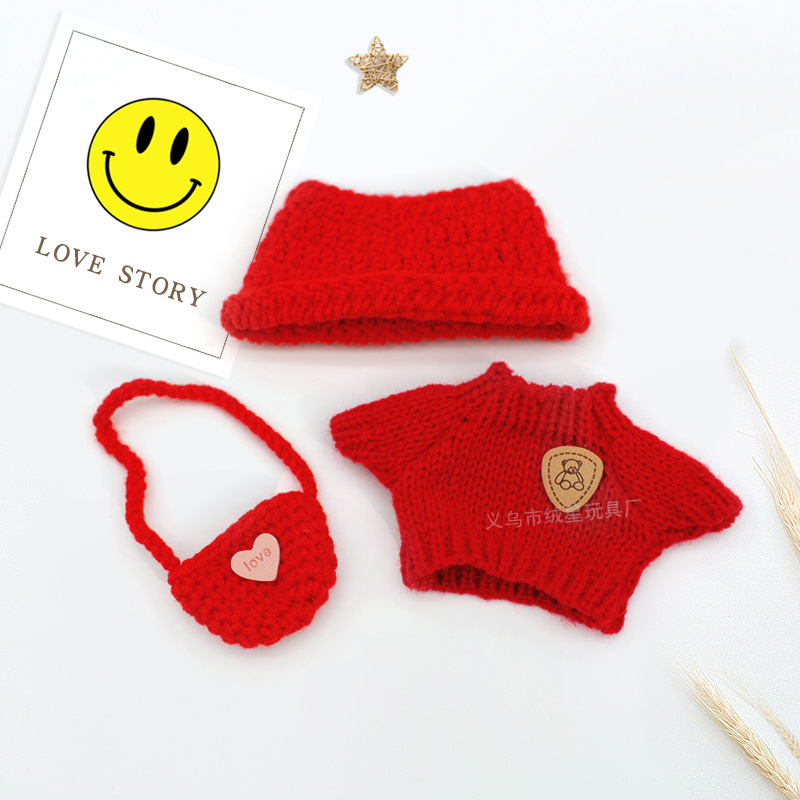 Clothes for Doll (NO Doll) , Handcrafted Crochet 3-Piece Set for 17cm Doll, Premium Outfit with Accessories for , Stylish Clothes for Doll