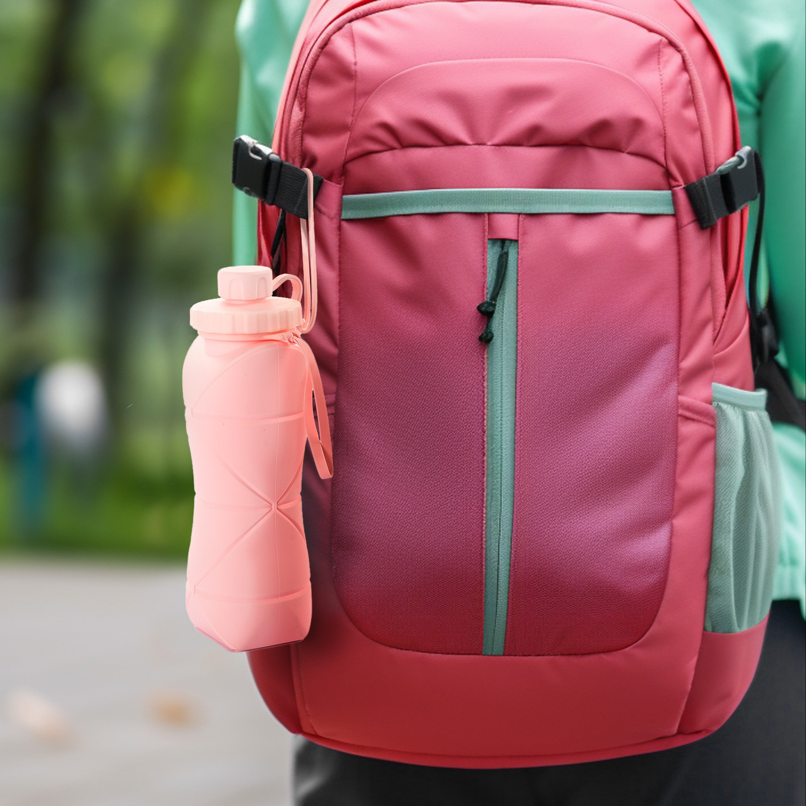 Silicone Travel Folding Water Bottle Leakproof Flexible BPA Free Portable, Lightweight for Camping, Hiking, Sports Travel 23oz