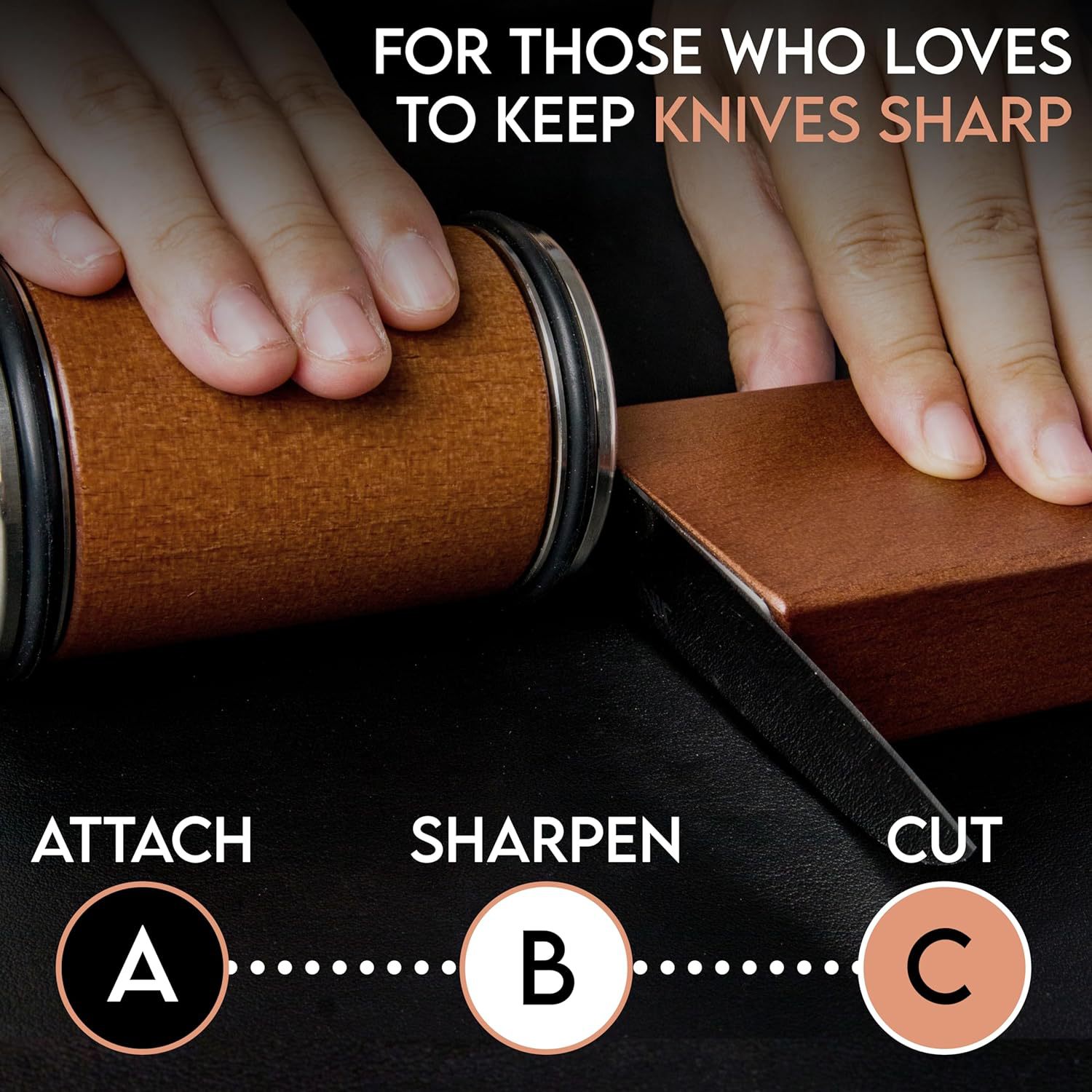 2 Walnut Rolling Knife Sharpener - Kitchen Knife Sharpener for Razor Sharp Edges Made in Germany - Easy Knife Sharpening Kit - Roller with Magnetic Holder with 15 & 20 Degrees