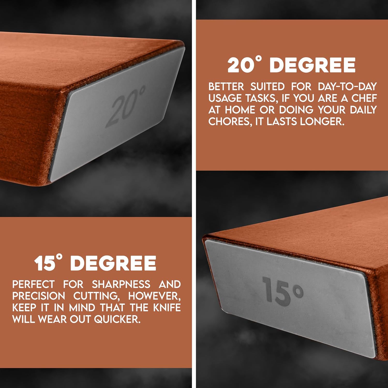 2 Walnut Rolling Knife Sharpener - Kitchen Knife Sharpener for Razor Sharp Edges Made in Germany - Easy Knife Sharpening Kit - Roller with Magnetic Holder with 15 & 20 Degrees