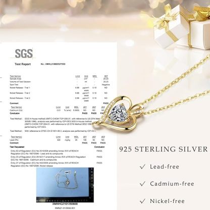 Heart Birthstone Necklace for Women Fine Jewelry 925 Sterling Silver Heart Necklace Dainty Pendant Anniversary Birthday Christmas Gifts for Her Girlfriend Wife Mom Lady Daughter Chain