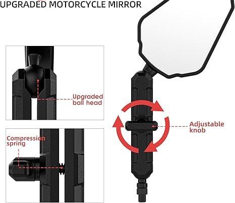 Upgraded Adventure Motorcycle Mirrors – Vibration-Free Ball-Head Design