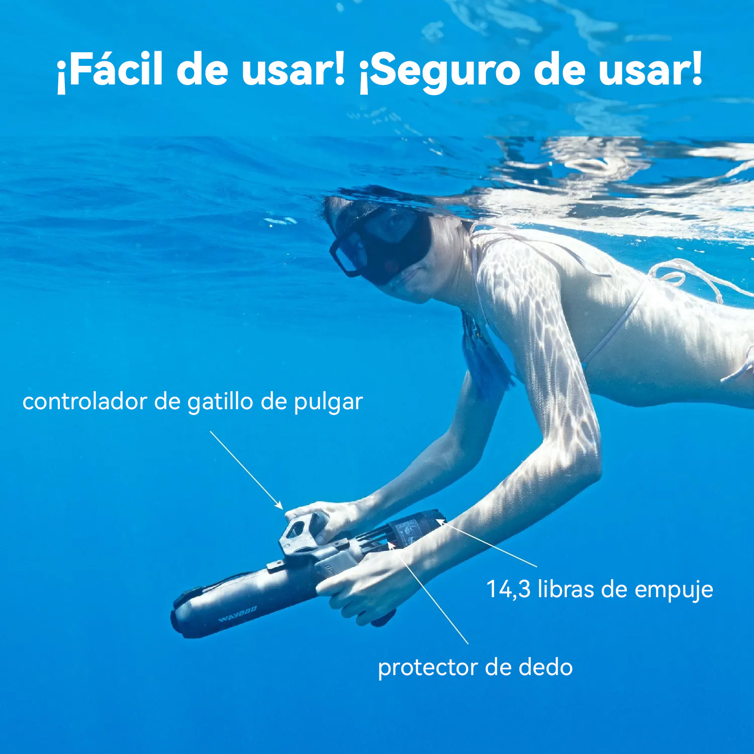 Hélice submarina Subnado-Scooter, regulable en tres velocidades, 180 minutos de duración de la batería