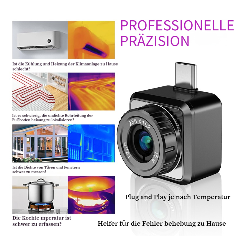 Wärmebildkamera für Mobiltelefone mit hochpräziser Infrarot-Thermografie, einstellbarem Fokus, industrieller Qualität und hochauflösender Temperaturmessung